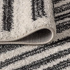 JONATHAN Y Khalil Modern Berber Stripe Cream/Black 8x8 Square Indoor Area Rug - Image 6