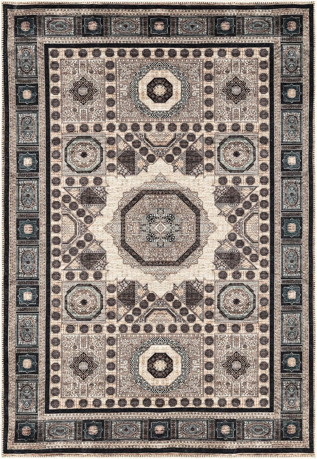 Keen Home Design 3x5 Rug - Machine Washable Entry Rug with Non-Slip Backing, Ideal for Enteryway, Kitchen, Bathroom, Laundry Room - Vintage, Easy Clean, Durable, Low Pile Rug - (3' x 5')