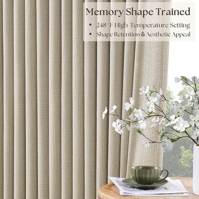 Oatmeal Extra Wide 100% Black Out 102 Inch Curtains - Image 5