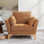 Large-Sized Accent Chair, Thick Cushion Bedroom Reading Chair, Comfortable Living Room Single Sofa， Boucle Curry