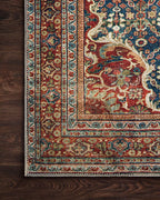 Loloi Layla Collection LAY-09 Cobalt Blue/Spice 2'-6" x 7'-6" .13" Thick Runner Rug, Soft, Durable, Vintage Inspired, Distressed, Low Pile, Non-Shedding, Easy Clean, Printed, Living Room Rug