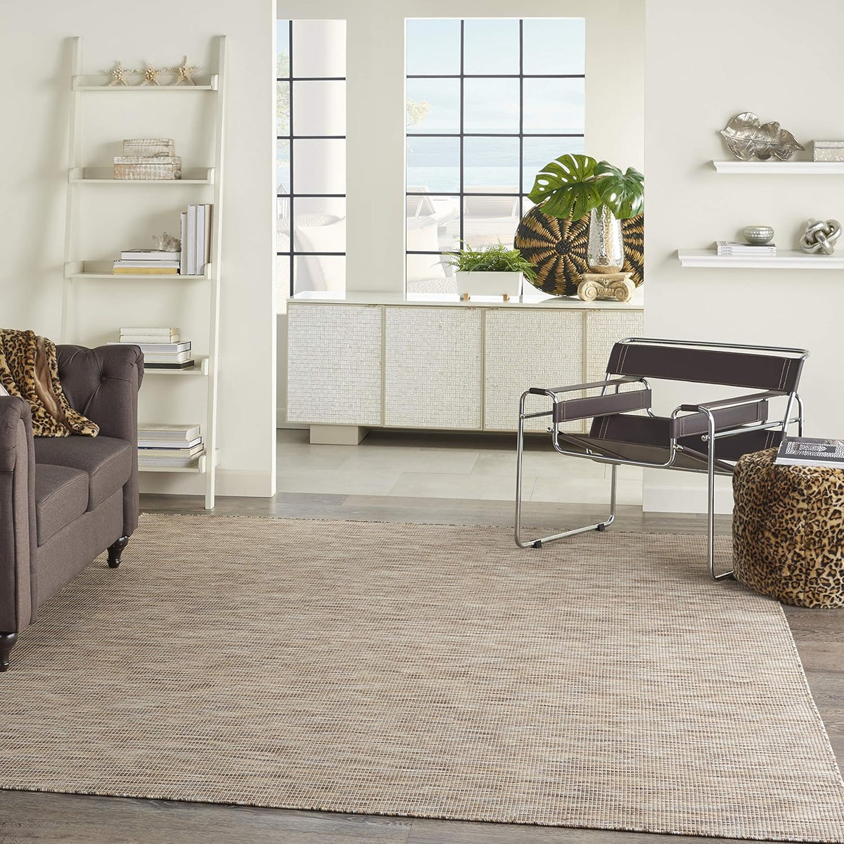 Nourison Home Positano 6' x 9' Beige Fabric Modern Indoor/Outdoor Area Rug