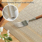 Leetaltree Stardust Yellow Placemats Set of 4 - Heat Resistant Non-Slip Place mats for Dining Table, Washable Durable PVC Vinyl Woven Table Mats（Stardust Yellow, 4）