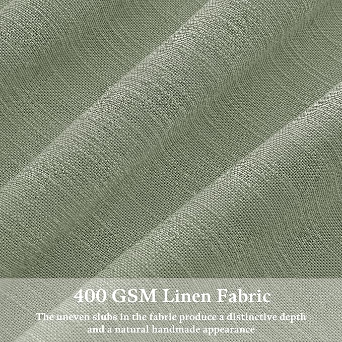 108 Inch Pinch Pleated Light Filtering Linen Memory Trained Green Curtains | - Image 3