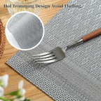 Leetaltree Lunar Grey Placemats Set of 4 - Heat Resistant Non-Slip Place mats for Dining Table, Washable Durable PVC Vinyl Woven Table Mats（Lunar Grey, 4）