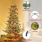 Yaheetech 6ft Pre-lit Aspen Fir Artificial Christmas Tree with 400 Incandescent Warm Lights Full Prelighted Xmas Tree w/828 Branch Tips & Foldable Stand for Home Holiday Decor, Green