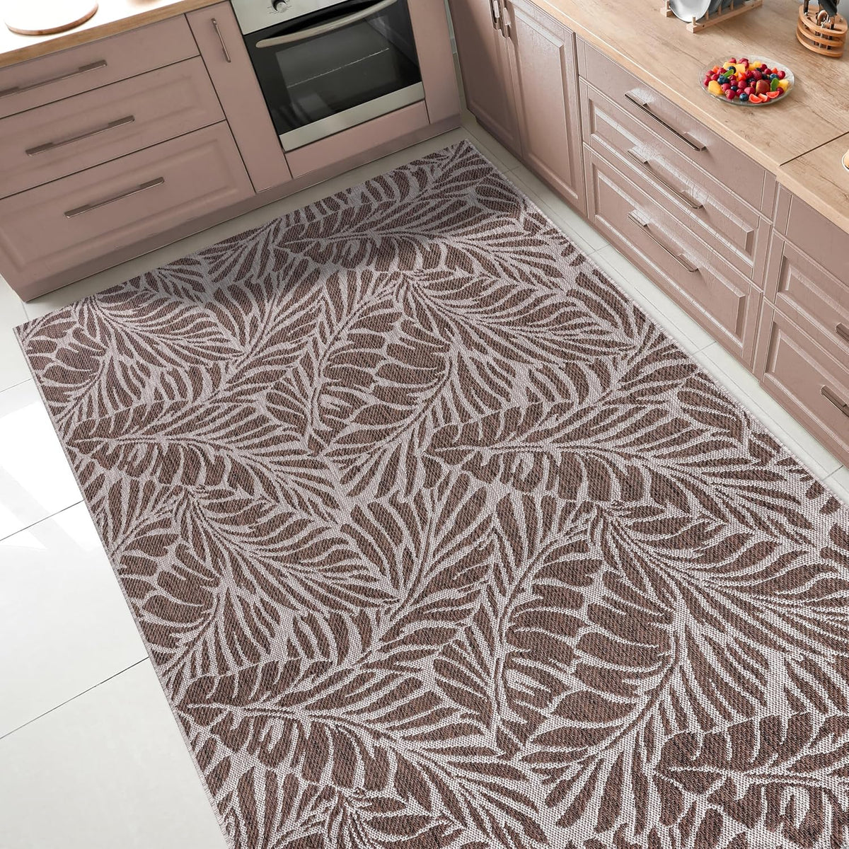Keen Home Design Terrace Outdoor Area Rug - 5x8 Washable Indoor/Outdoor Rug for Patio, Kitchen, Balcony, Beach, Garden, Deck and Porch, Size: 5'3"x7'7"