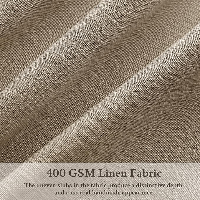 Pinch Pleated 90 Inch Camel Beige Light Filtering Linen Curtains W50xL90 | 90 - Image 2