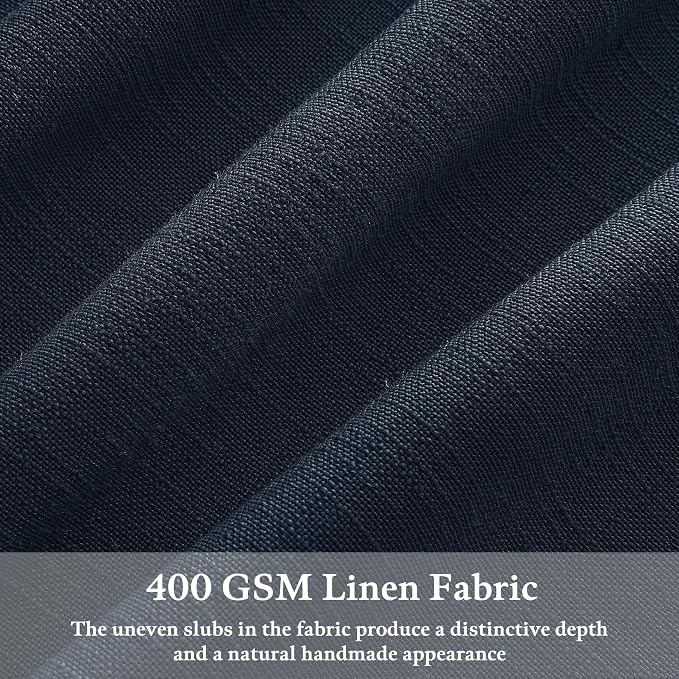 90 Inch Pinch Pleated Linen Light Filter Memory Shaped Navy Blue Curtains | - Image 3