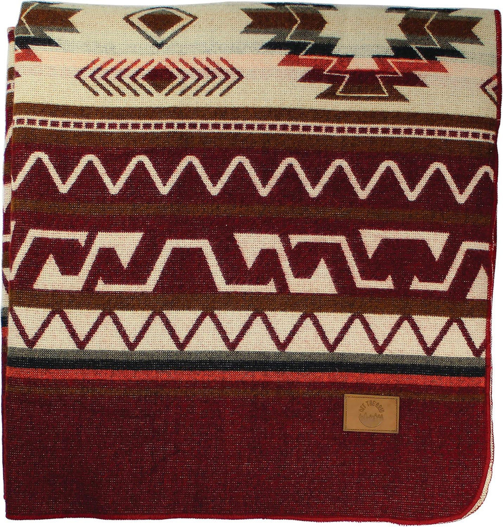 Inca Aztec Throw, Queen, King Blanket | Southwest Indian Navajo Boho Style | Native Cover for Camping, Bedding, Couch, Vanlife | Faux Alpaca, Lightweight, Hypoallergenic (Vinincunca Maroon, Throw)