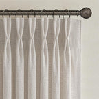 Linen Pleated Greyish Brown Curtains 96 Inches Long - Image 8