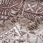 Boho Throw Blanket Twin Size, Soft Cozy Cotton Muslin Quilt Blanket for Bed Decor, Patchwork Block Couch Sofa Chair Cover, Vintage Farmhouse Cottage Tapestry Woven Blanket, Brown&White