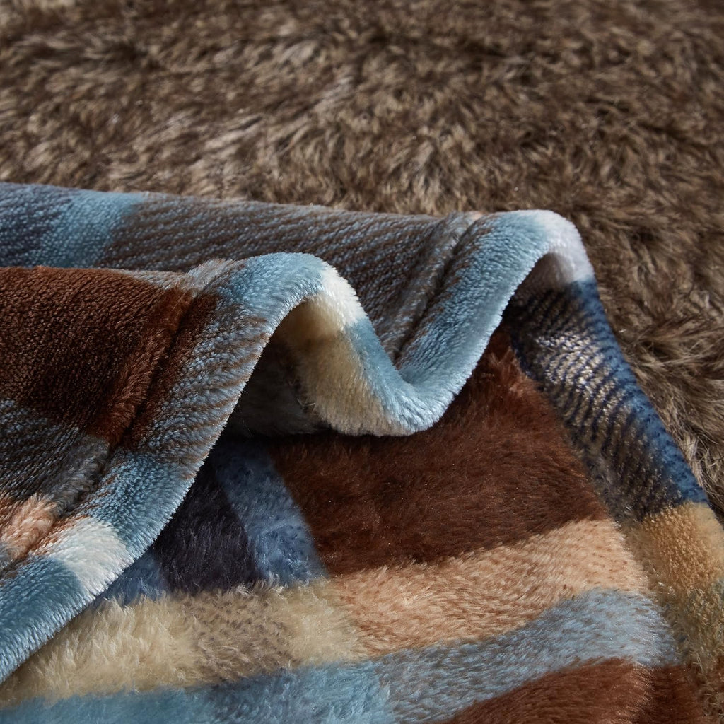 MERRYLIFE Throw Blanket Plaid Sherpa | Ultra-Plush Soft Colorful Oversized | Decorative Couch Travel Blanket | Large Size(60" 90", Greenland)