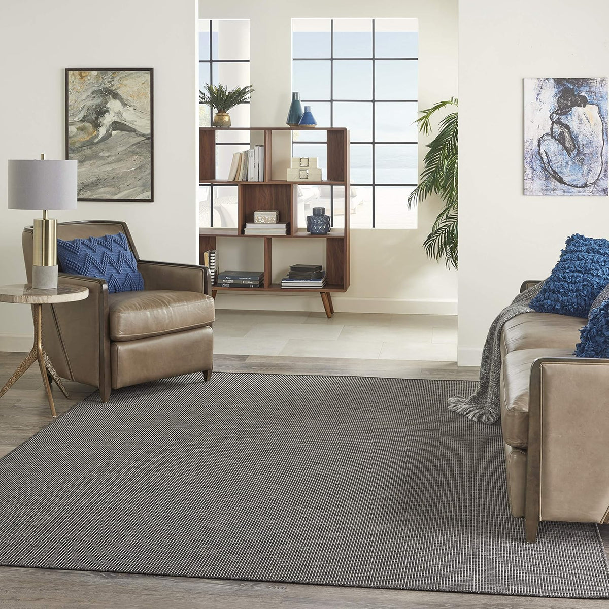 Nourison Home Positano 8' Runner Charcoal Fabric Modern Area Rug (8' Runner)