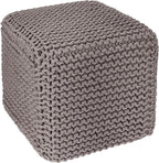 REDEARTH Cube Hand Knitted Pouf - Foot Stool Ottoman - Cord Boho Pouffe - Poof Accent Stuffed Table or Footrest for Living Room - Nursery - Bedroom - Patio - 100% Cotton (16" x 16" x 16") - Taupe