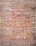 Loloi Layla Collection LAY-02 Spice/Marine 9'-0" x 12'-0" .13" Thick Area Rug, Soft, Durable, Vintage Inspired, Distressed, Low Pile, Non-Shedding, Easy Clean, Printed, Living Room Rug