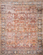Loloi Layla Collection LAY-02 Spice/Marine 2'-3" x 3'-9" .13" Thick Accent Rug, Soft, Durable, Vintage Inspired, Distressed, Low Pile, Non-Shedding, Easy Clean, Printed, Living Room Rug