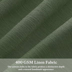 Green Linen Pinch Pleated Semi Sheer Curtains - Image 3